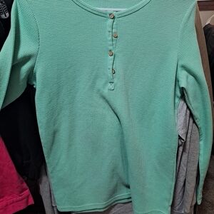 Green Waffle Knit  Shirt